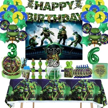 Teenage Mutant Ninja Turtles Narozeniny, Party Dekorace Pozadí Talíř Banner Dort Topper Balón S Motivem Nádobí Dárky