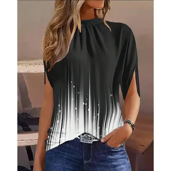 Tisk Krátký Rukáv O Krku Rovný tričko Streetwear Elegantní Dámské Tričko, Top v Létě Y2K IN Oblečení