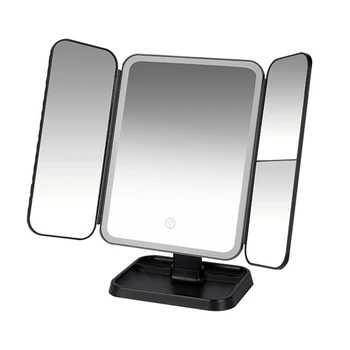 Tri-Fold Make-up Zrcátko LED Světlo Koleje Make-up Zrcátko Inteligentní Make-up Zrcadlo, Vyplnit Světla, Černé Zrcadlo