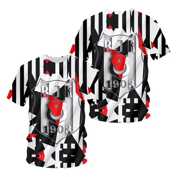 Turecko besiktas Istanbul 3D Tisku Fotbalové Tričko Letní Y2k Grafické T Košile Ženy Nadrozměrné T-Shirt NOVÉ Promo Estetické Topy