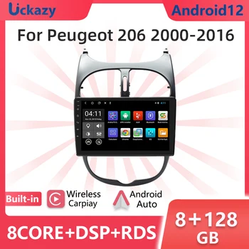 Uckazy 2 din Android 12 Auto Multimediální Přehrávač Pro PEUGEOT 206 2001-2008 Rádio Stereo Audio Navigace GPS, Vedoucí Jednotky Carplay 6GB