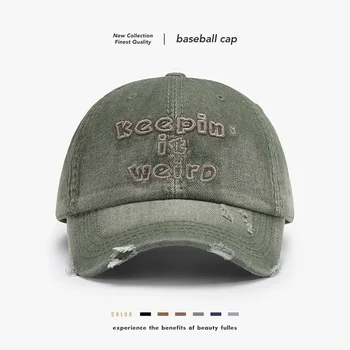 Umyté a opotřebované dopis výšivky pánské jaro/léto soft top baseball cap ženy venkovní duckbill cap