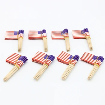 USA Vlajka Párátka Strana Cupcake Dekorace Mini Sendvič Jídlo Výběry