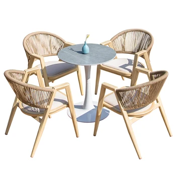 Venkovní nádvoří villa garden volný čas venkovní plastové dřevěné židle rock stůl Nordic venkovní balkon, stoly a židle