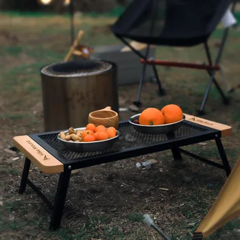 Venkovní stůl camping skládací přenosné masivního dřeva vejce roll žehlička net piknikový stůl a židle oblek jednoduchý anti-opaření ok stůl