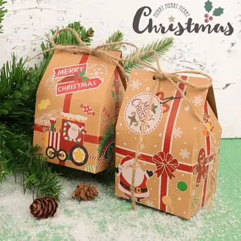 Veselé Vánoční Papír Kraft Cookie Candy Dárkové Krabičky Sáček Claus Nový Vánoční Dekorace Navidad Santa, Strana, Kreslený Rok Domě S3T2