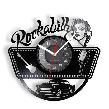Vintage Classic Hot Rod, Rockabilly Vinyl Záznam Nástěnné Hodiny Retro Country Hudební Album Laser Cut Longplay Řemeslo Disku Clcok