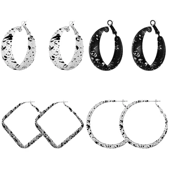 Vintage Velké Prohlášení Hoop Náušnice Náušnice pro Ženy Kov, Barevné v Černé, Bílé korejské Hoop Geometrické Kruh Náušnice Šperků
