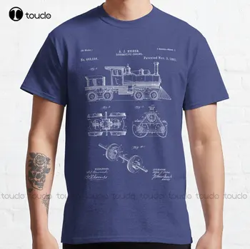 Vlak Lokomotiva Patent - Parní Vlak, Umění - Plán Klasický T-Shirt Vlastní Aldult Teen Unisex Digitální Tisk Trička