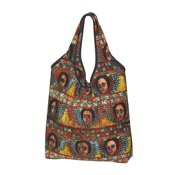 Vlastní Etiopské Habesha Umění Nákupní Taška Ženy Přenosné Velká Kapacita S Potravinami Shopper Tote Tašky