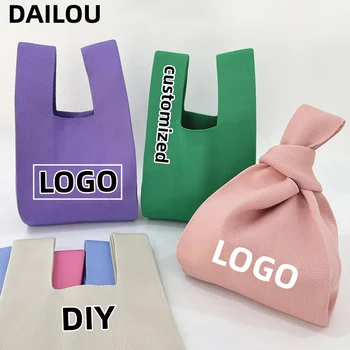 Vlastní logo, osobní podpis, ženské textilie nákupní taška, taška přes rameno, zavazadla taška, velká kapacita pletené kabelky