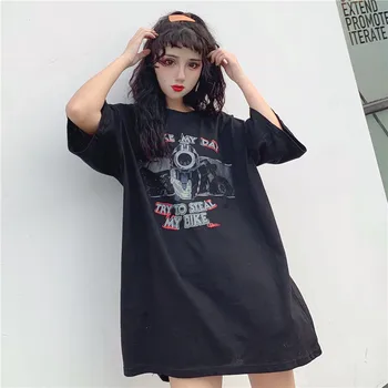 Volné Bf Dopis Black T-shirt Korean Japonsko Tee Dámské Trička Chic Kawaii Holka, Vintage Žena Ulzzang Harajuku Tunika Pro Ženy