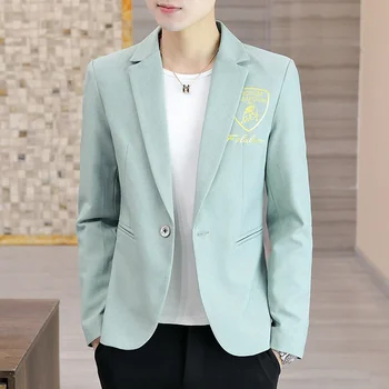 Vysoce Kvalitní Sako Pánské Korean Edition Módní Mládeže Módní Příležitostné Obchodní Elegantní Vysoké Jednoduchý Gentleman Západní Vybaveny Kabát