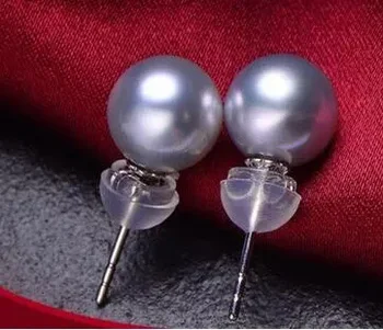 vznešené šperky okouzlující lesk 9mm south sea silver grey pearl náušnice 14k