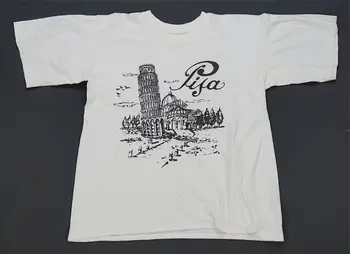 Vzácné Vintage Šikmá Věž V Pise Itálie Umění Skica Grafické T Shirt 80s 90s