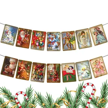 Vánoční Bannery Santa Claus Jelen Papír Visí Girlandy Veselé Vánoční Party Dekorace Pro Domácí Vánoční Dárky Dodávky