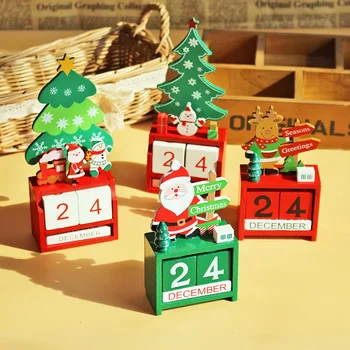 Vánoční Ozdoby Dřevěné Odpočítávání Kalendář, Ornament, Dar, Strana, Dodávky Oken Stůl Home Decor Santa Claus Sněhulák Elk