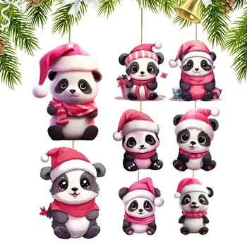 Vánoční Panda Ozdoby Akryl 8ks Vánoční Strom visí Roztomilý panda tvaru přívěsek domů okno automatického strana dekorativní nástroje