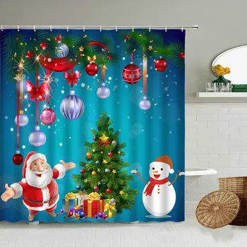 Vánoční Sprchový Závěs Zajímavé Happyng Vánoční Sněhulák Sprchový Závěs Koupelna Dekorace Nepromokavé Tkaniny Sprchový Závěs