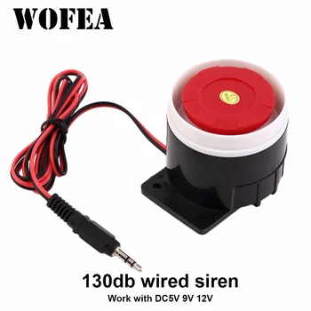 WOFEA 130db Wired Mini Zvukový Alarm Horn Siréna pro Alarm Systém Práce s dc 5v 9V 12V