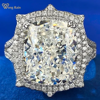 Wong Dešti 100% 925 Sterling Silver Drceného Ledu Snížit o 10*12 MM Lab Sapphire s Vysokým obsahem Uhlíku Diamant Drahokamy Koktejl Šperky Ženy Prsten