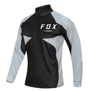 X-GODC FOX Rybářské Oblečení Profesionální Rybářská Košile Dlouhý Rukáv Bambusové Vlákno UPF 50+ Prodyšné Rychlé Suché Rybářské Oblečení