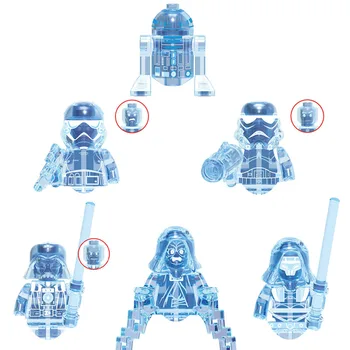 X0287 Star Wars Holografické Transparentnost Mini Robot Obrázek Hračky Cihly Montáž Panenku, Stavební Bloky, Děti, Vánoční Dárek