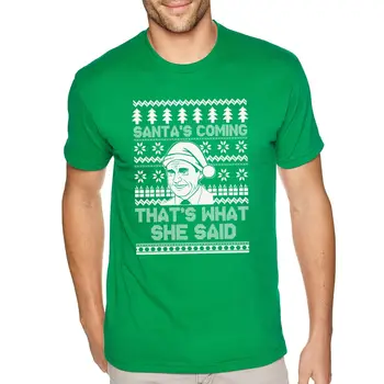 XtraFly Oblečení Pánské Santa Přichází to, Co Řekla Office Xmas Crewneck T-shirt