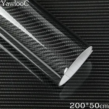 YawlooC 1 KS 50*200 cm Černé 5D Uhlíkových Vláken Vinylové Fólie Car Wrap Film 5D Uhlíkových Vláken Auto Samolepka Auto Exteriér Příslušenství Film