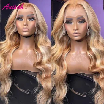 Zvýraznění Blond Krajky Přední Paruky Lidské Vlasy Glueless Brazilský Virgin Vlasy Transparentní HD Krajka Čelní Uzavření Paruky Preplucked