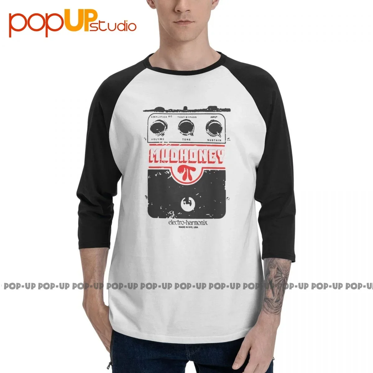 Top Mudhoney Elctro Harmonix Superfuzz 3/4 Rukáv T-shirt Trend Pohodlné Raglánové Tričko
