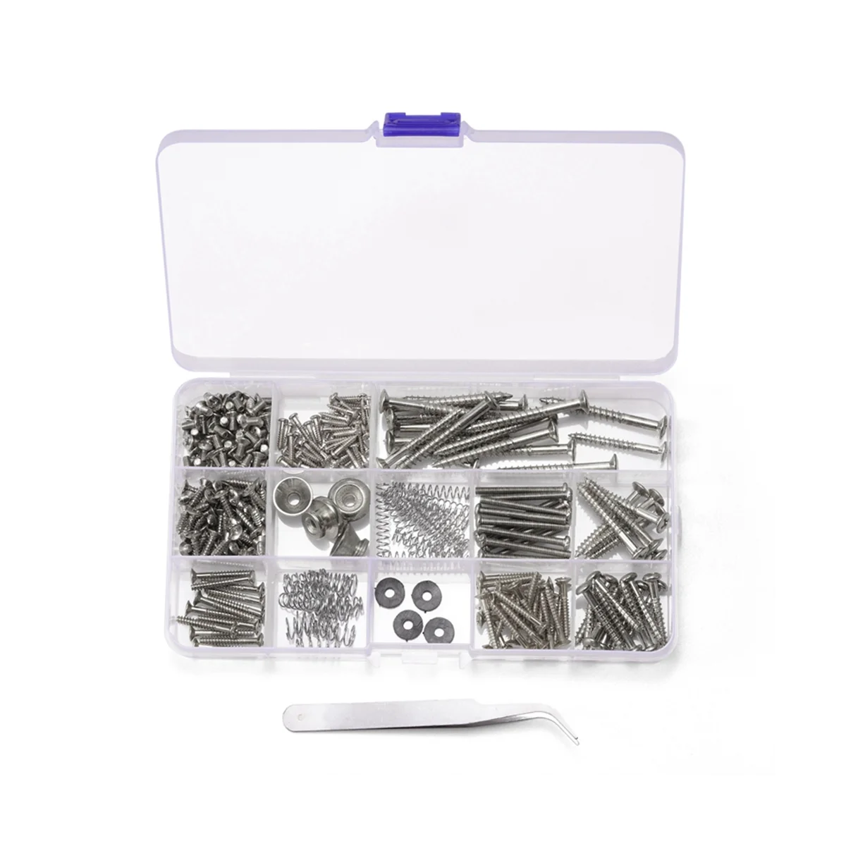254Pcs/Mnoho Kytara Šrouby Kit pro Zadní Deska Mount Sortiment s Úložný Box pro Elektrická Kytara DIY Nástroje,Stříbrná