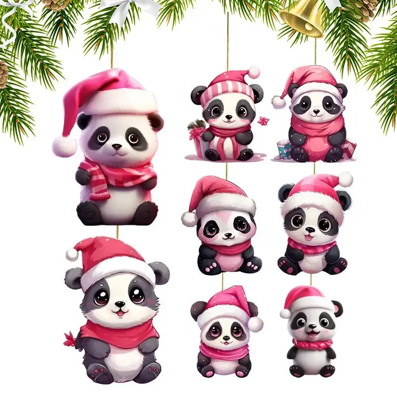 Vánoční Panda Ozdoby Akryl 8ks Vánoční Strom visí Roztomilý panda tvaru přívěsek domů okno automatického strana dekorativní nástroje