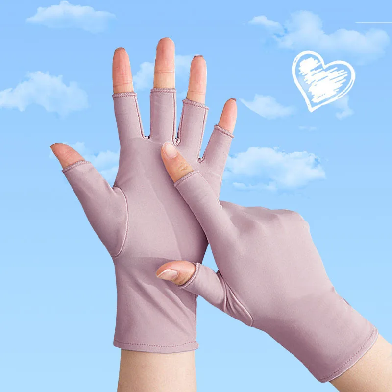 1 Párů Jednobarevné Rukavice Bez Prstů Opalovací Krém, Rukavice Semi-Prst Krátké Rukavice Tenký Styl Non-Slip Hnací Half Finger Rukavice