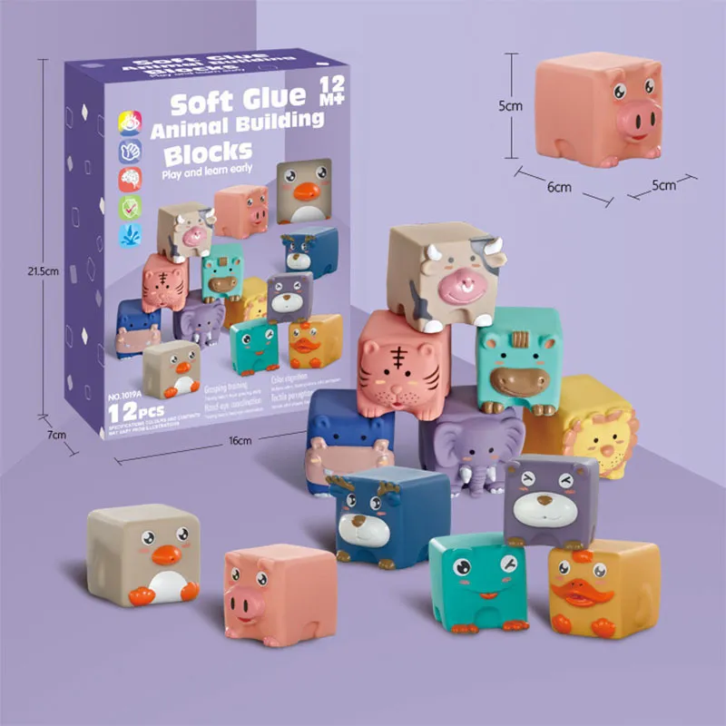 Roztomilé Kreslené dětské Puzzle Puzzle Shromáždění Hračky pro Kojence, malé Děti, je Kognitivní Úlevu Měkké Gumy Blok Koupání Hračka