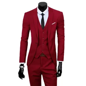 Úžasný Formální Oblek na Zip Dlouhý rukáv Kabát Hladký jedno Tlačítko Oblek Odděluje Muže Oblek Set Slim Fit