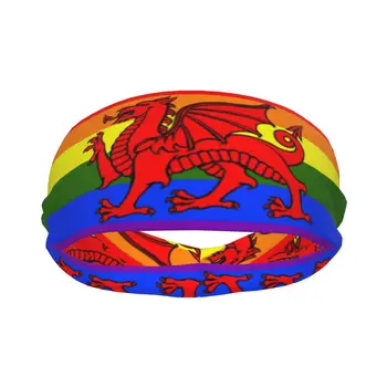 Čelenka Duhová Vlajka Walesu Headwrap Hairband pro Tenis, Tělocvična, Fitness, pokrývky hlavy Vlasové Doplňky