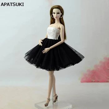 Černý Bílý Balet Šaty Krátké Šaty Pro Panenku Barbie Šaty, Vestido Šaty Pro Panenky Barbie Oblečení, Panenky, Příslušenství