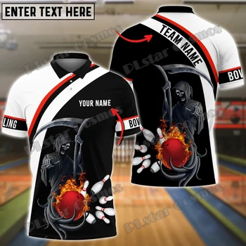Červená Bowlingové Koule Černá A Bílá Lebka Zakázku Jménem 3D Tištěné Pánské Polo Tričko Summer Street Unisex Ležérní Polo tričko WK112