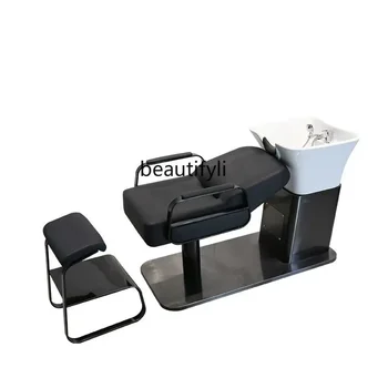 Šampon Židli, Vlasový Salon Věnovaný Z Nerezové Oceli, Splachovací Postele Jednoduché Půl Ležící Salon Postele Keramické Umyvadlo