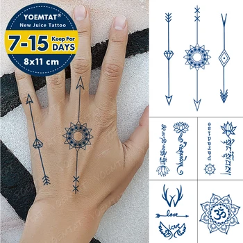 Šťáva Trvalé Vodotěsné Dočasné Tetování Nálepka Arrow Mandala Diamond Geometrické Flash Tetování Mužského Těla Umění Falešné Tetování Ženské