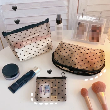 Ženy Mesh Kosmetická Taška Cestovní Skladování Make-Up Bag Organizátor Ženy Tvoří Pouzdro Přenosné Malé Velké Toaletní Kosmetický Kufřík