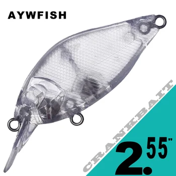 AYWFISH 15PCS / Lot Nelakované Kliky Návnady Prázdné 65mm 7,2 g Plovoucí Ručně vyráběné Umělé Rybářské návnady Potápění Ret Crankbait Wobbler