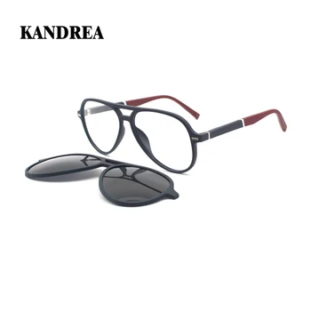 KANDREA 2 V 1 Klipy na Magnetické Polarizační sluneční Brýle Muži Optické Vintage Brýle Rám Ženy Značky Design Brýlí C8009