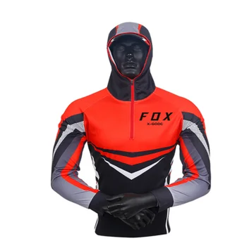 X-GODC FOX Rybářské Tričko Dlouhý Rukáv Quick-Sušení UV Prodyšný Profesionální Rybářské Oblečení Venkovní Sportovní Rybářské Oblečení